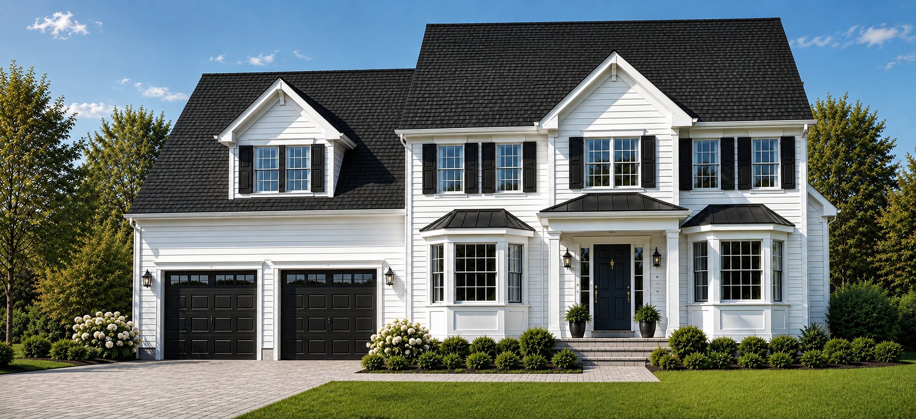 512 North Main Street at The Harbor Ridge, Cohasset. Classic New England colonial with twin bay windows.