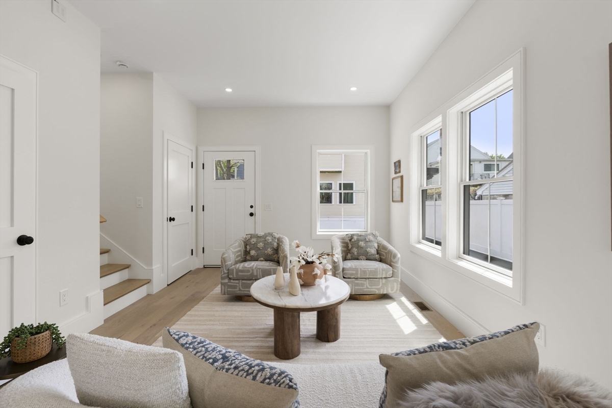 The Cottage at 328 Lowell Street, Somerville. Main-level living room.