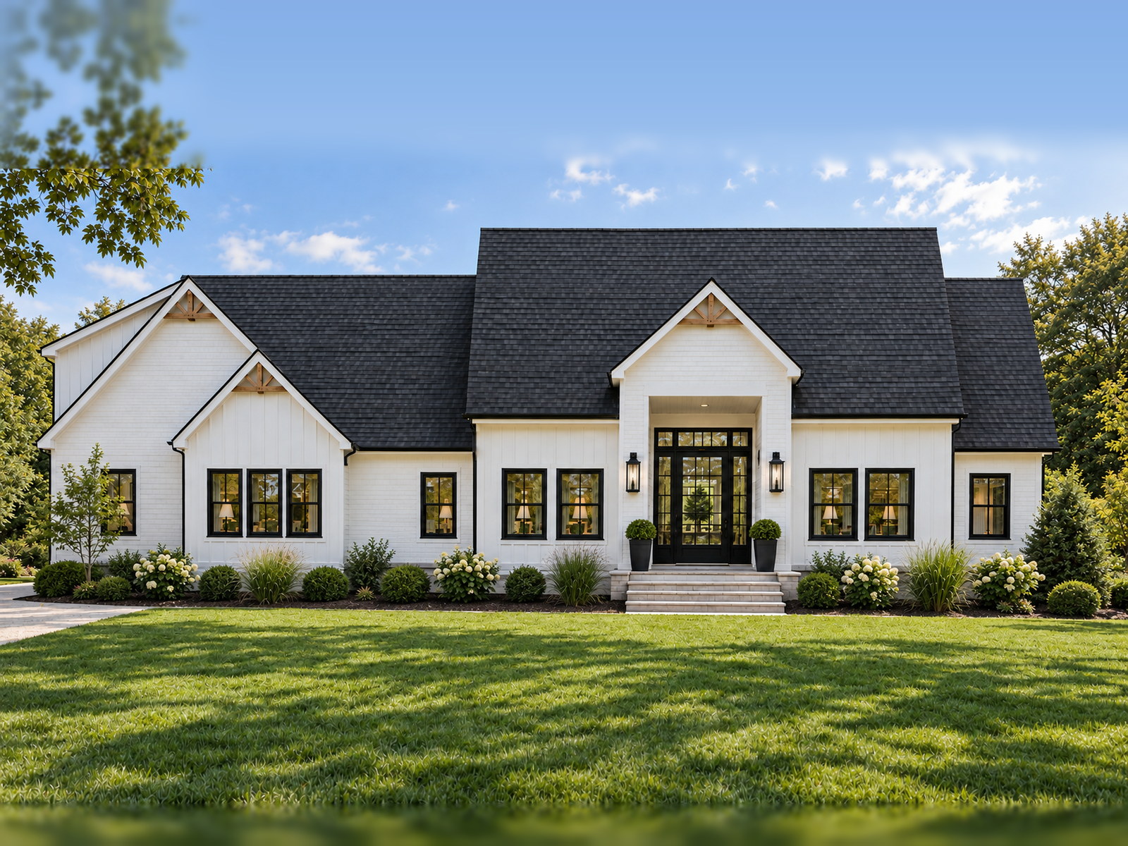 27 Spring Street, Hanson. Modern farmhouse residence by A.A. Development, available. Architectural rendering.